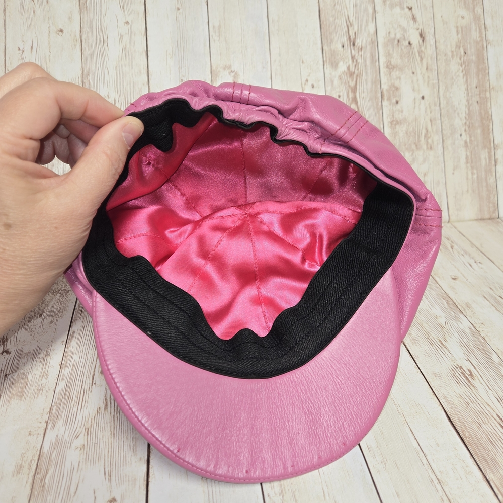 Vintage Wilsons Leather pink genuine leather newsboy cap 💕 - Picture 8 of 16